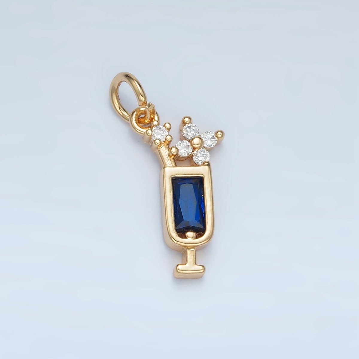 24K Gold Filled Green, Purple, Blue, Pink CZ Mojito Alcohol Drink Charm | W054 W067 - DLUXCA