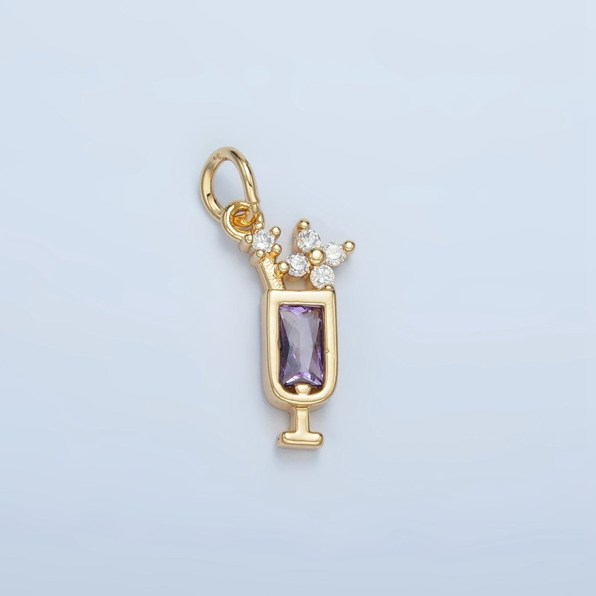 24K Gold Filled Green, Purple, Blue, Pink CZ Mojito Alcohol Drink Charm | W054 W067 - DLUXCA