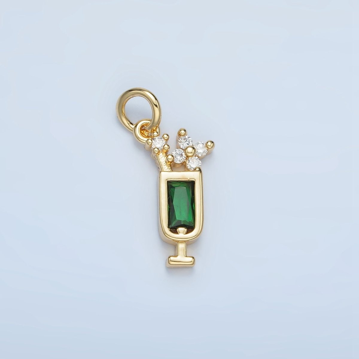 24K Gold Filled Green, Purple, Blue, Pink CZ Mojito Alcohol Drink Charm | W054 W067 - DLUXCA