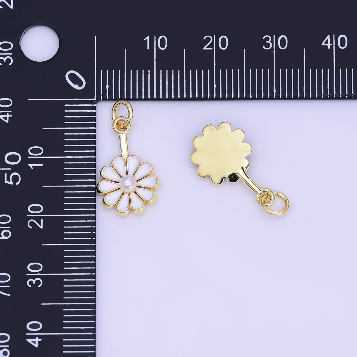 24K Gold Filled Green, Purple, Pink, Yellow, White Shell Pearl Flower Charm | AF530 - AF532 - DLUXCA