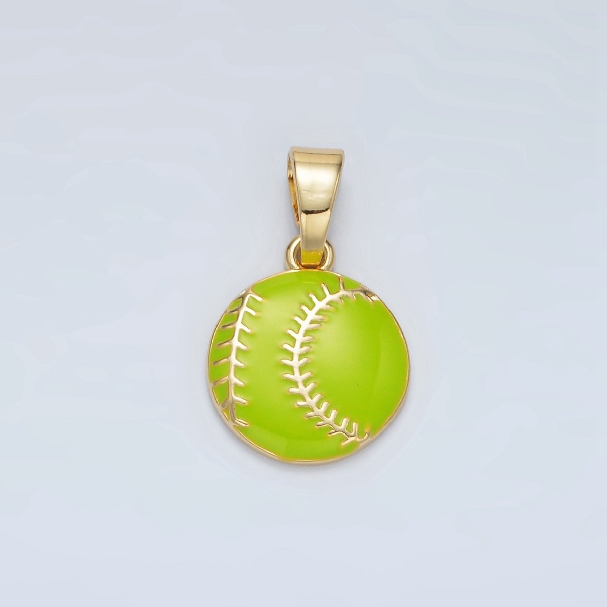 24K Gold Filled Green Tennis Ball, White Baseball Enamel Pendant | I451 - DLUXCA