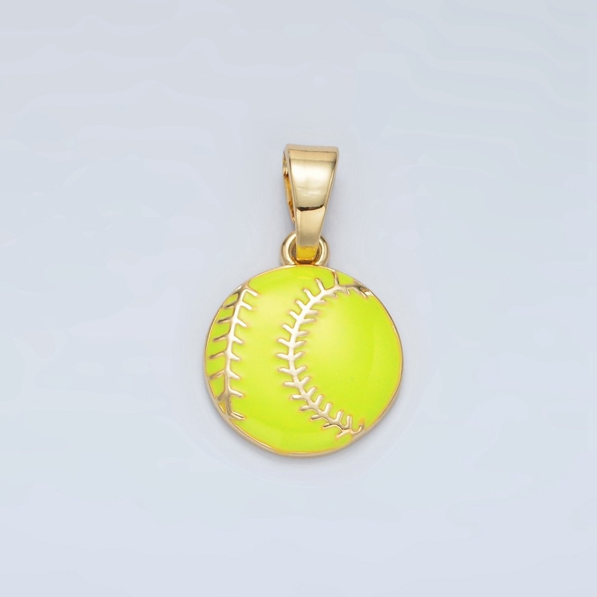 24K Gold Filled Green Tennis Ball, White Baseball Enamel Pendant | I451 - DLUXCA