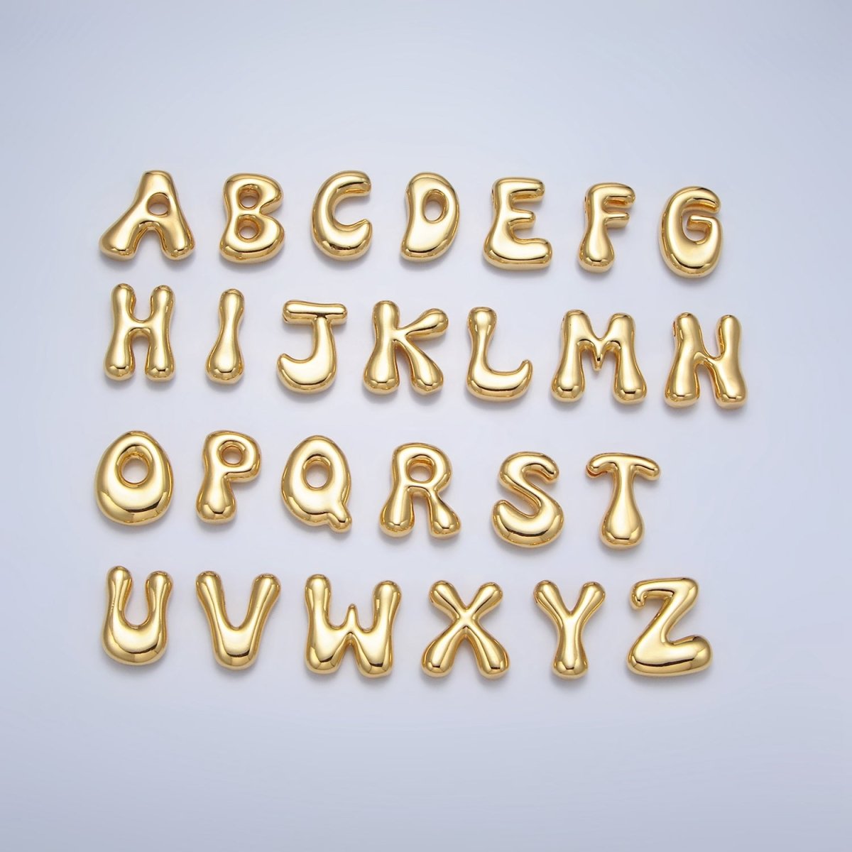 24K Gold Filled Groovey Chubby Balloon Letter Initial Pendant | A1630 - A1642 - DLUXCA