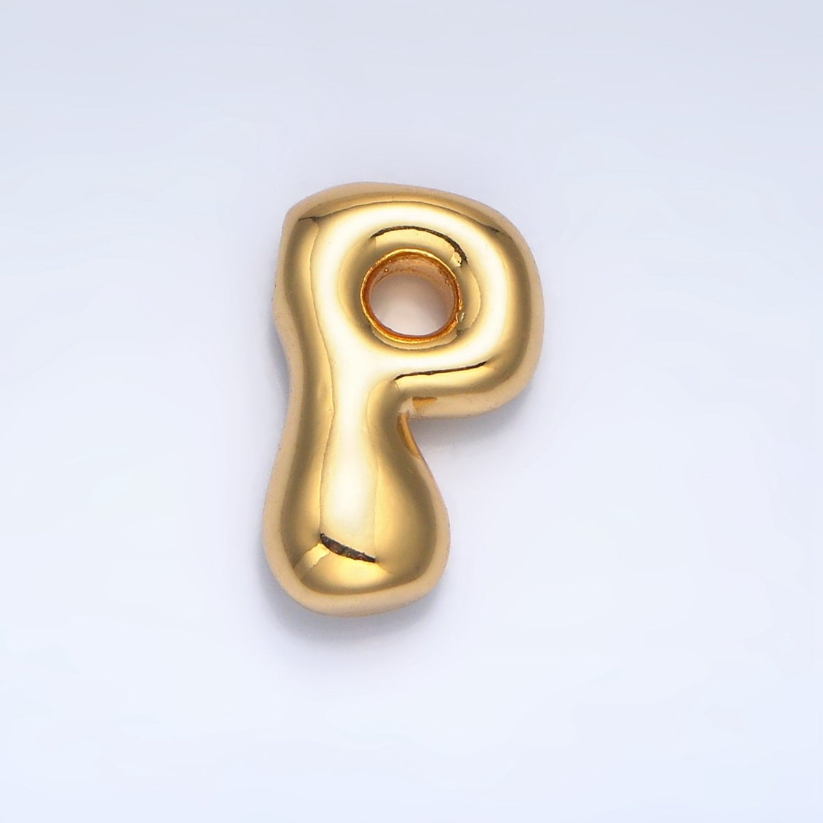 24K Gold Filled Groovey Chubby Balloon Letter Initial Pendant | A1630 - A1642 - DLUXCA