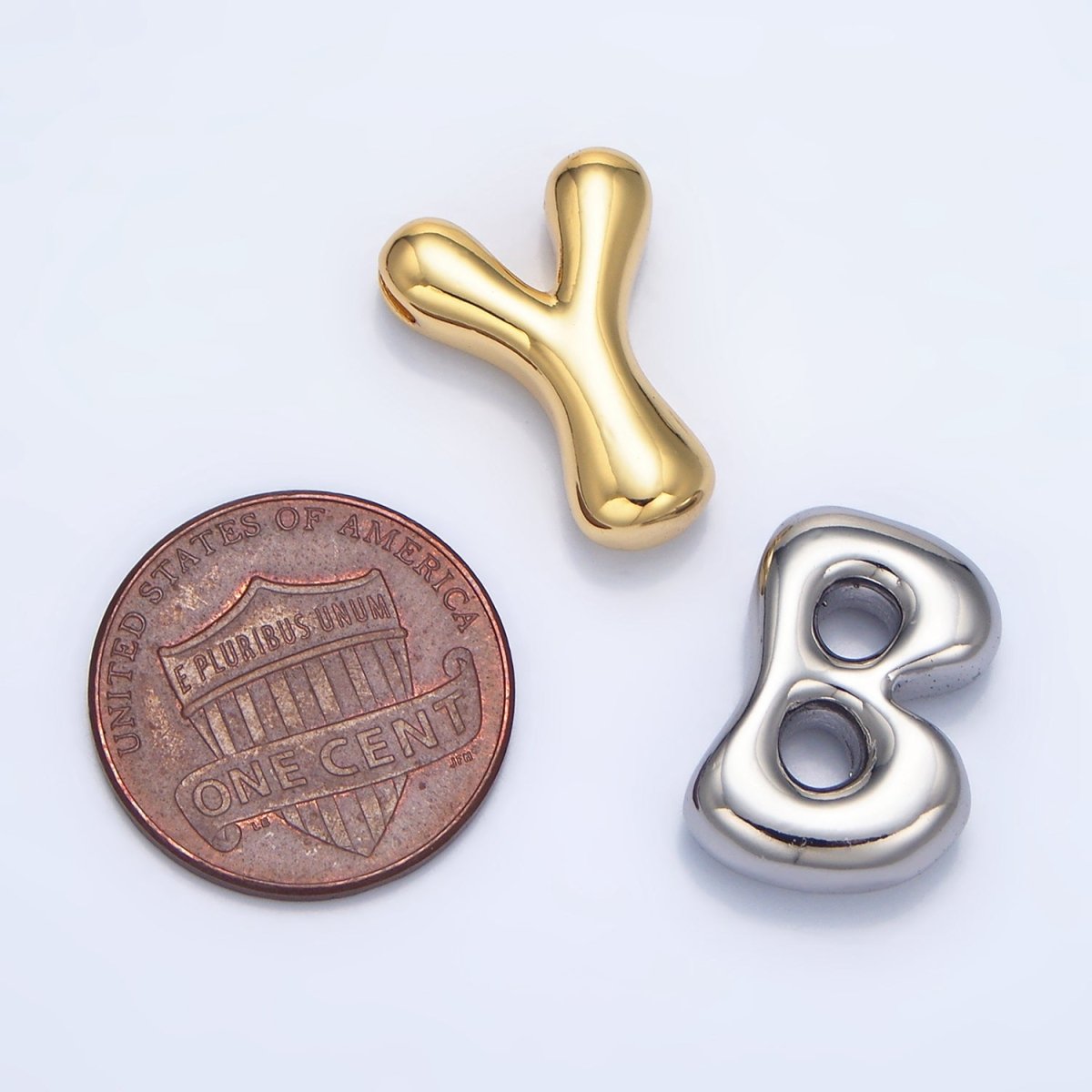 24K Gold Filled Groovey Chubby Balloon Letter Initial Pendant | A1630 - A1642 - DLUXCA