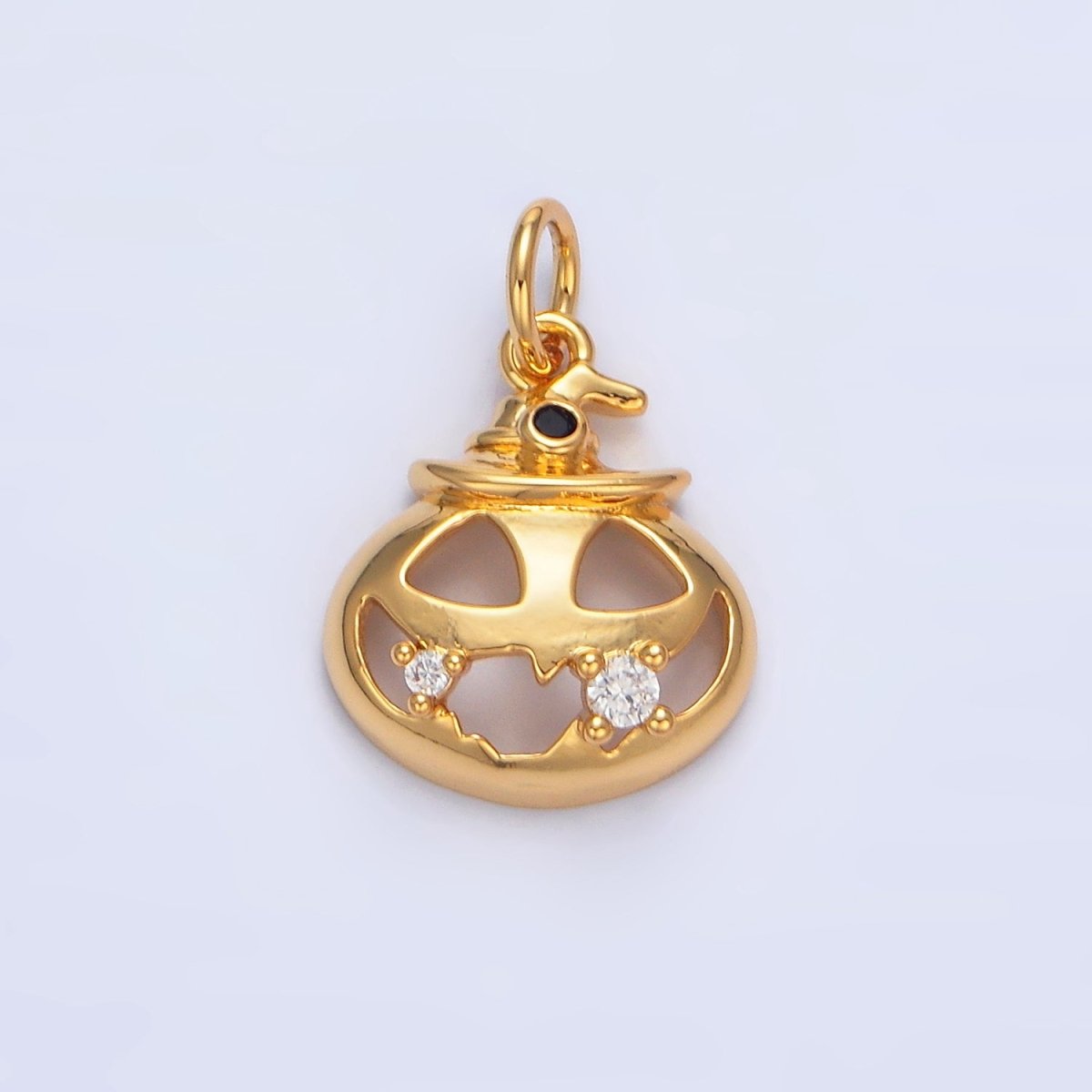 24K Gold Filled Halloween Pumpkin CZ Charm in Gold & Silver | X910 - DLUXCA