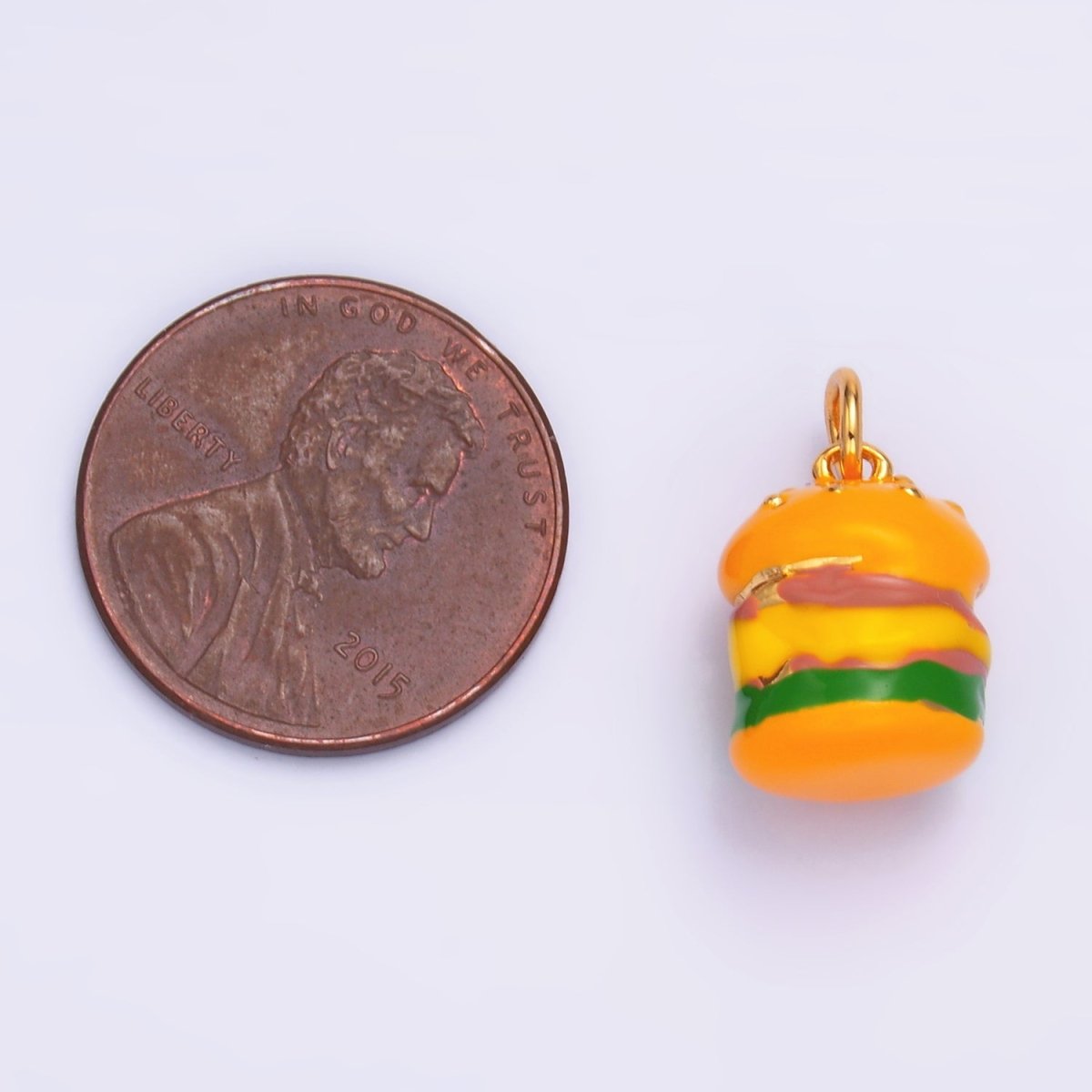 24K Gold Filled Hamburger Fast - food Charm | W343 - DLUXCA