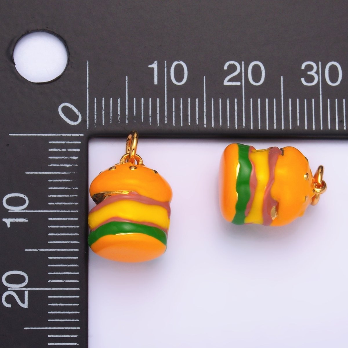 24K Gold Filled Hamburger Fast - food Charm | W343 - DLUXCA