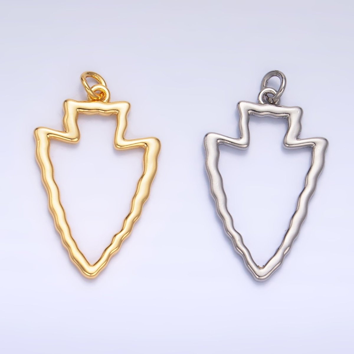 24K Gold Filled Hammered Arrow Open Minimalist Charm in Gold & Silver | W140 - DLUXCA