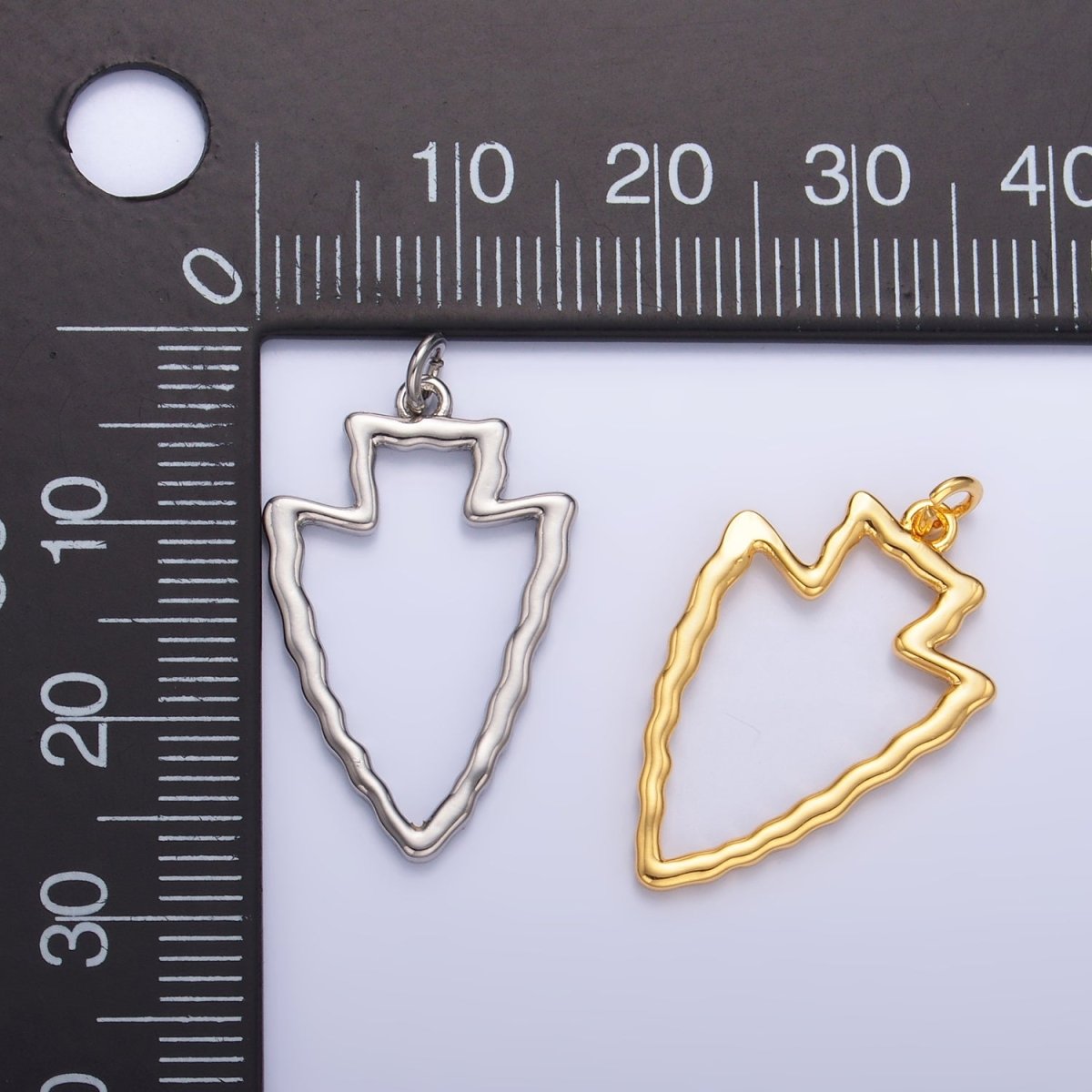 24K Gold Filled Hammered Arrow Open Minimalist Charm in Gold & Silver | W140 - DLUXCA