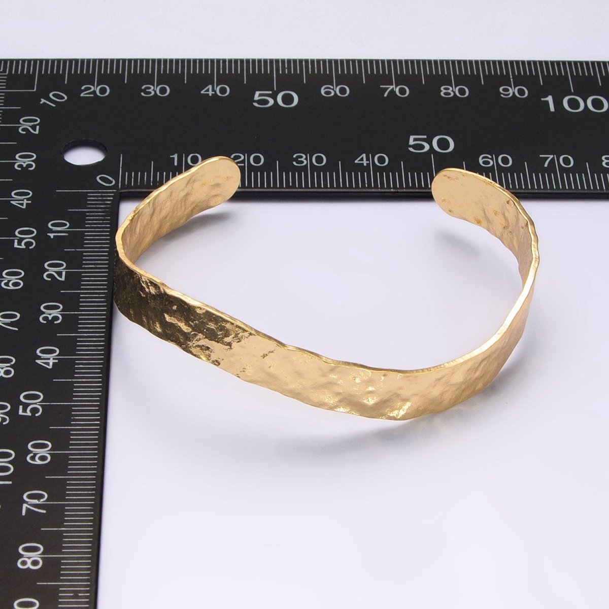 24K Gold Filled Hammered Band Cuff Bracelet | WA - 2655 - DLUXCA