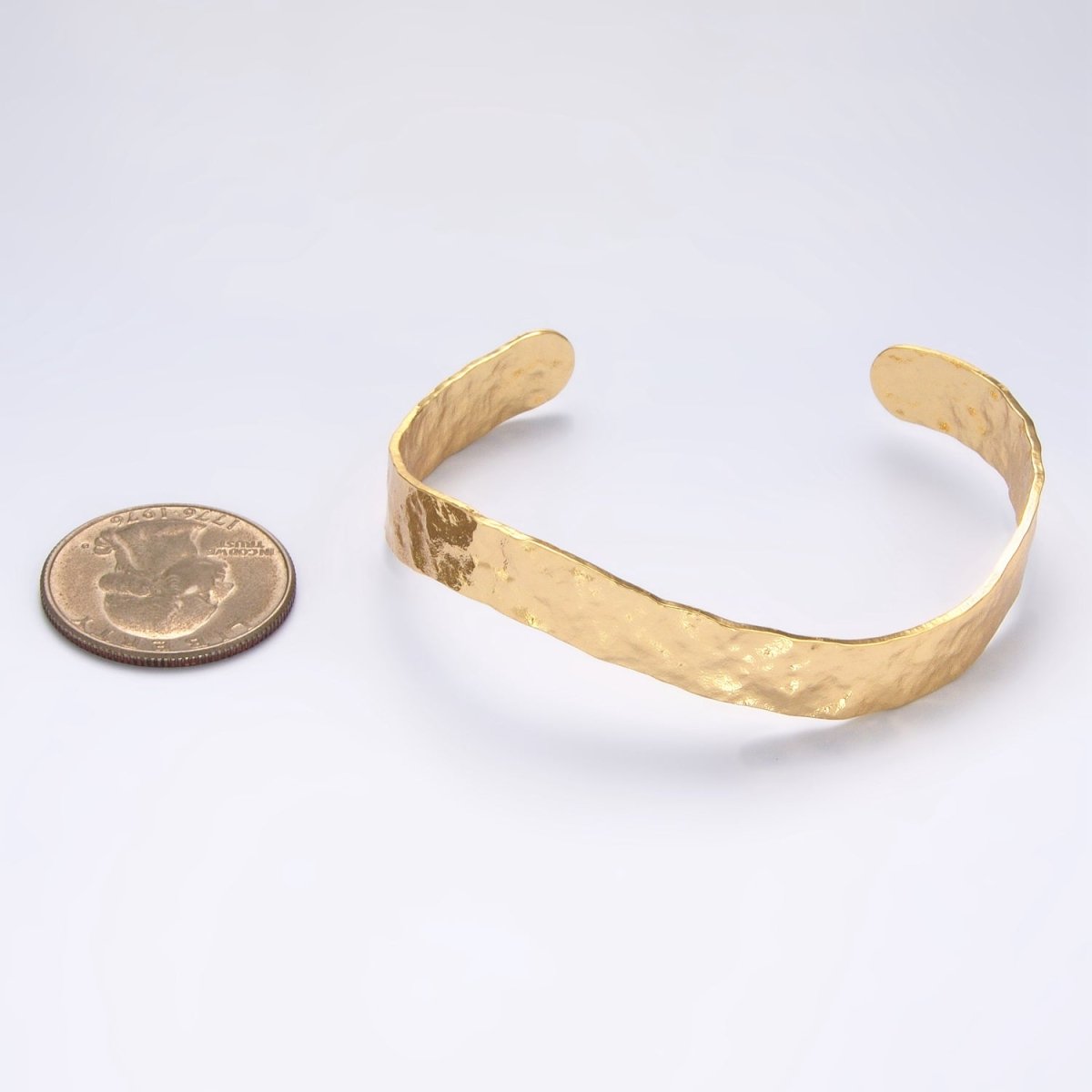 24K Gold Filled Hammered Band Cuff Bracelet | WA - 2655 - DLUXCA