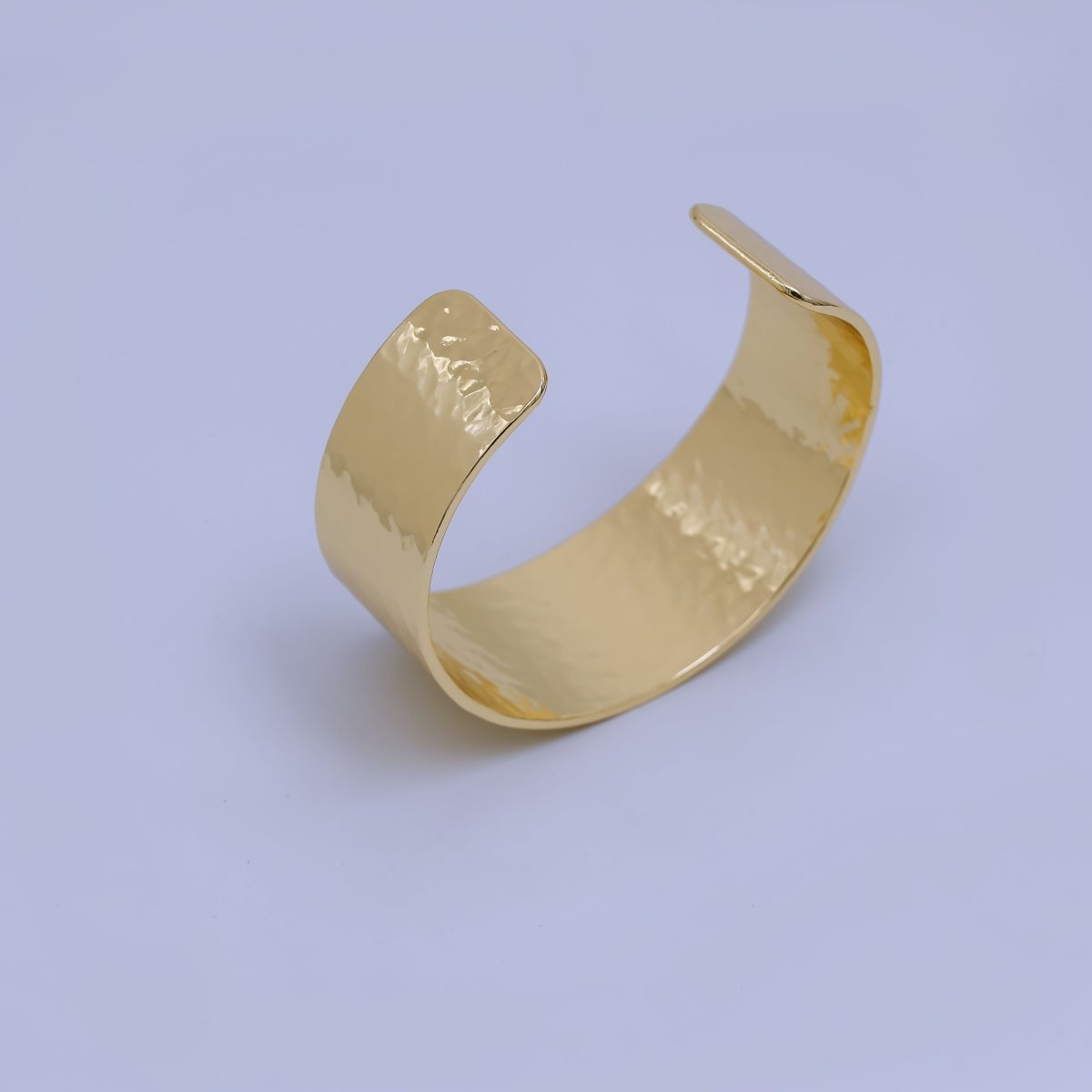 24K Gold Filled Hammered Bangle Cuff Bracelet | WA - 3249 - DLUXCA