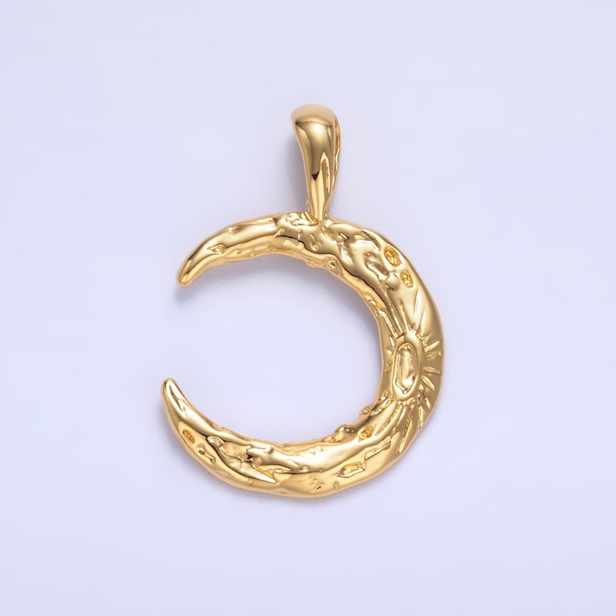 24K Gold Filled Hammered Celestial Crescent Moon Pendant | AA1081 - DLUXCA