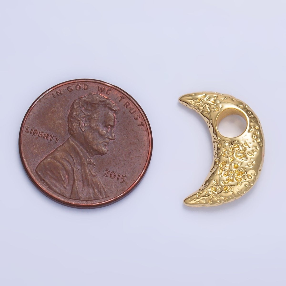 24K Gold Filled Hammered Celestial Crescent Moon Pendant in Gold & Silver | B630 - DLUXCA