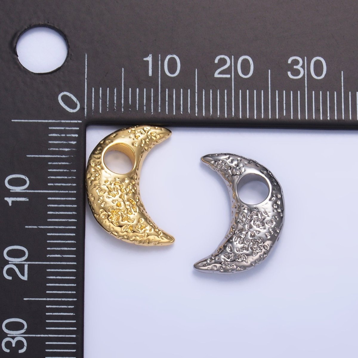 24K Gold Filled Hammered Celestial Crescent Moon Pendant in Gold & Silver | B630 - DLUXCA