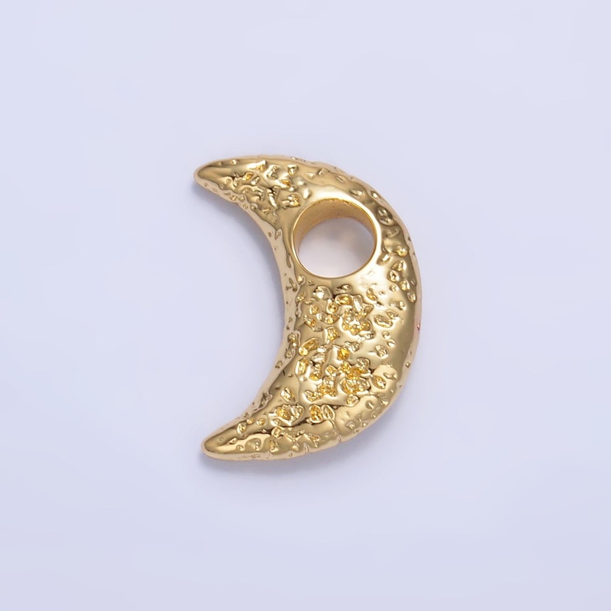 24K Gold Filled Hammered Celestial Crescent Moon Pendant in Gold & Silver | B630 - DLUXCA