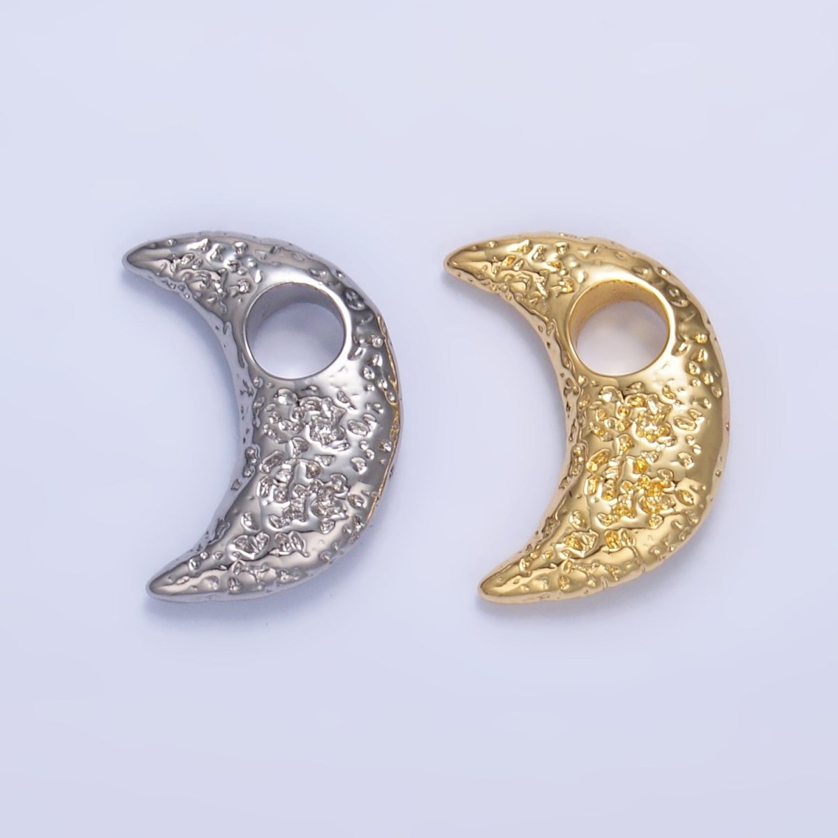 24K Gold Filled Hammered Celestial Crescent Moon Pendant in Gold & Silver | B630 - DLUXCA