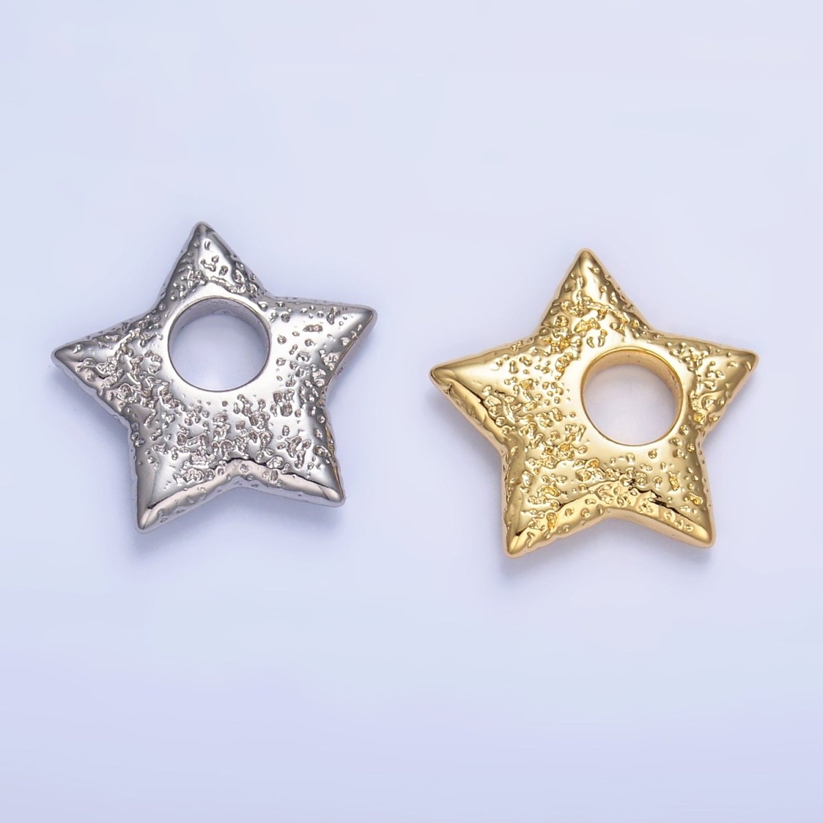 24K Gold Filled Hammered Celestial Star Pendant in Gold & Silver | B629 - DLUXCA