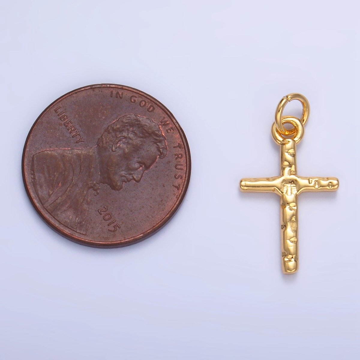 24K Gold Filled Hammered Cross Minimalist Charm | W112 - DLUXCA