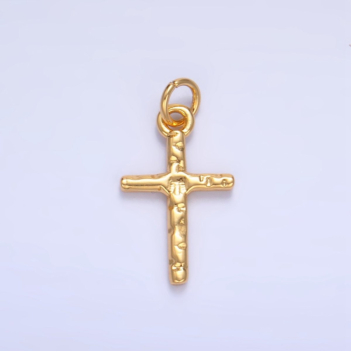 24K Gold Filled Hammered Cross Minimalist Charm | W112 - DLUXCA