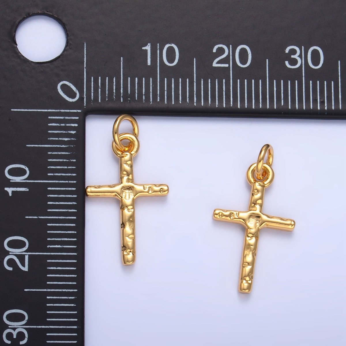 24K Gold Filled Hammered Cross Minimalist Charm | W112 - DLUXCA