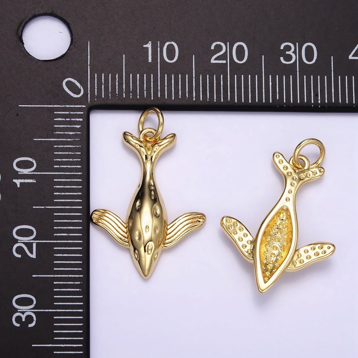 24K Gold Filled Hammered Fish Animal Minimalist Charm | M127 - DLUXCA