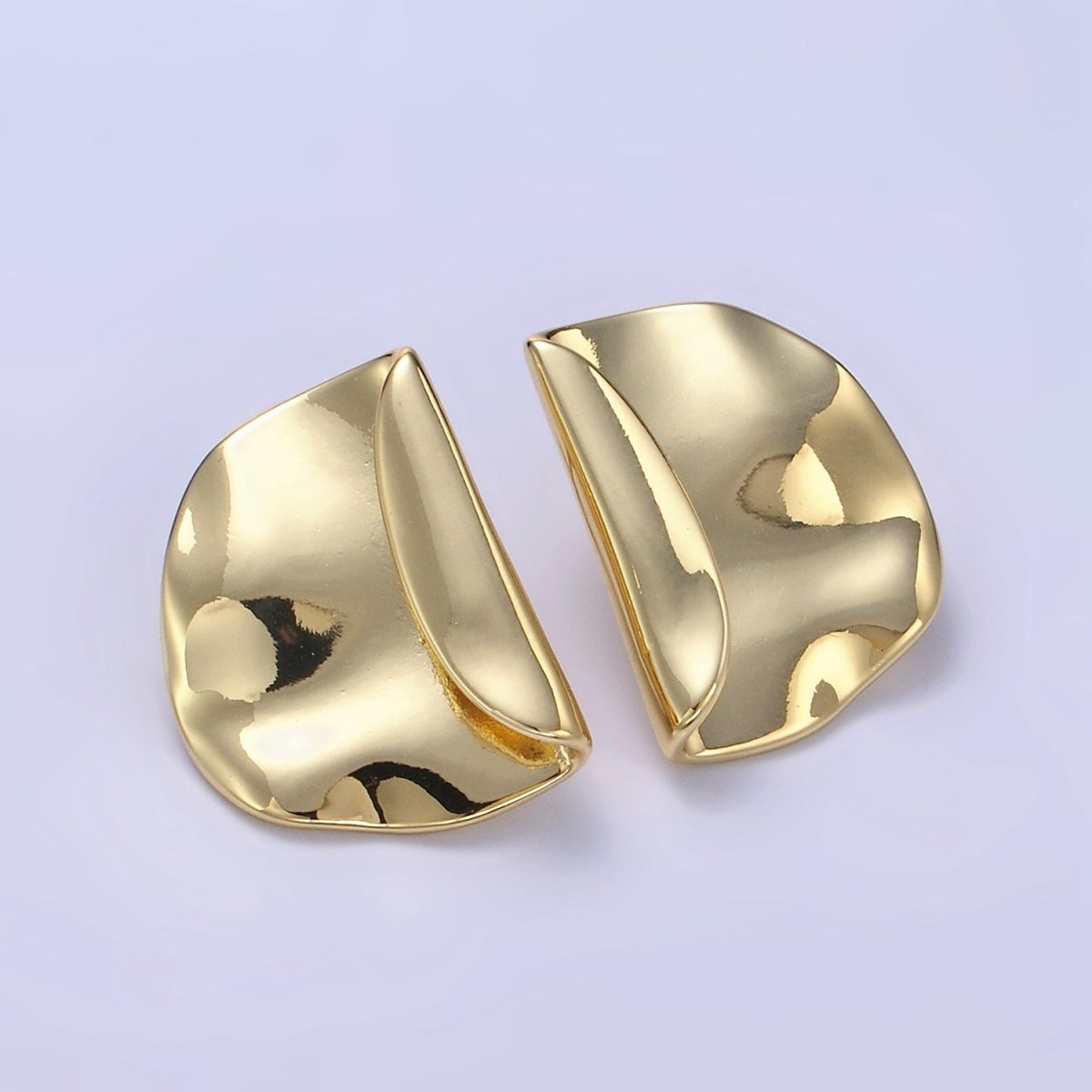 24K Gold Filled Hammered Foil Geometric Stud Earrings Set in Gold & Silver | T345 - DLUXCA
