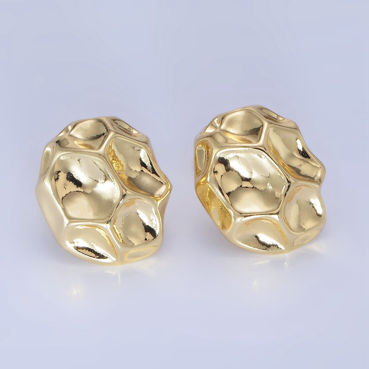 24K Gold Filled Hammered Geometric Minimalist Stud Earrings | P120 - DLUXCA
