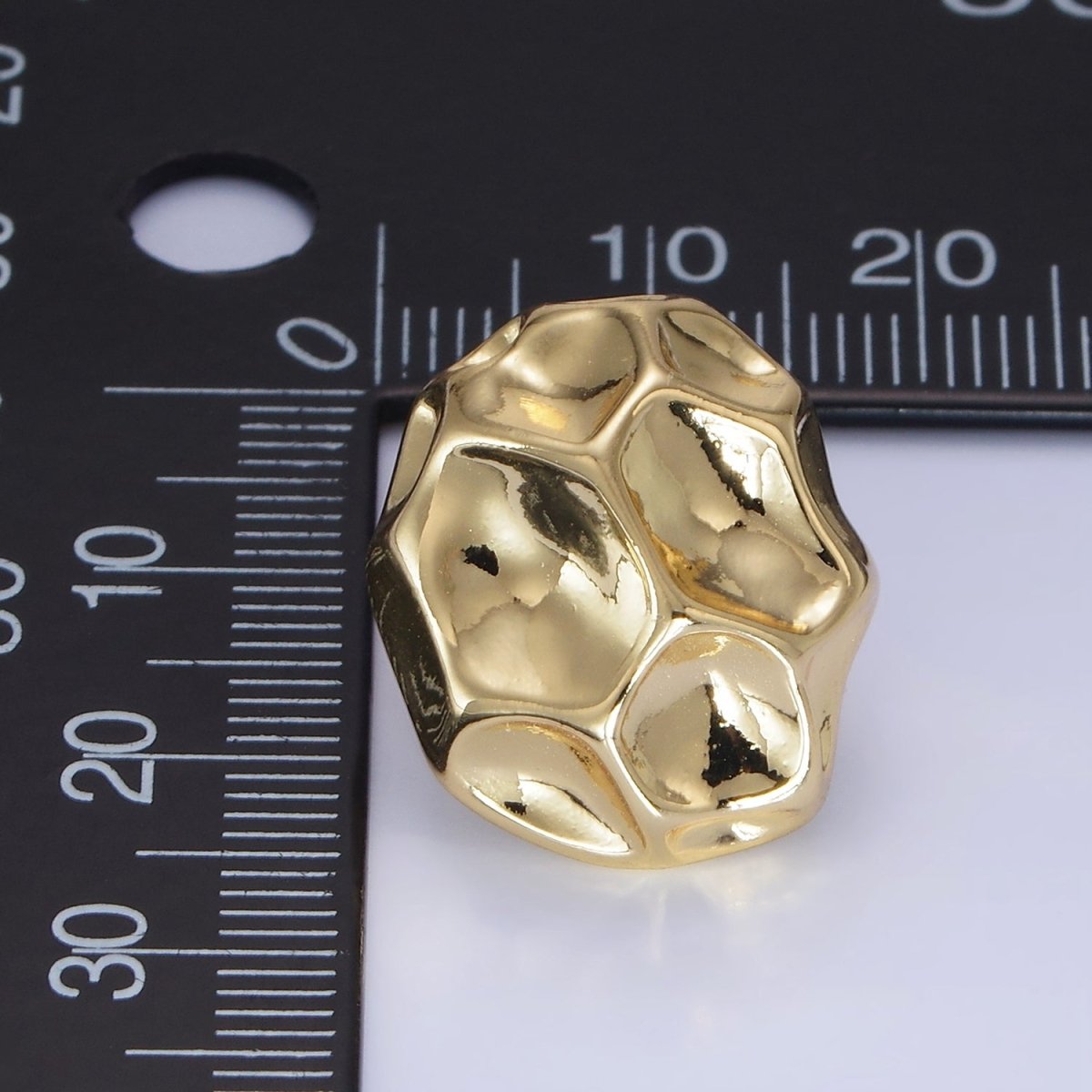 24K Gold Filled Hammered Geometric Minimalist Stud Earrings | P120 - DLUXCA