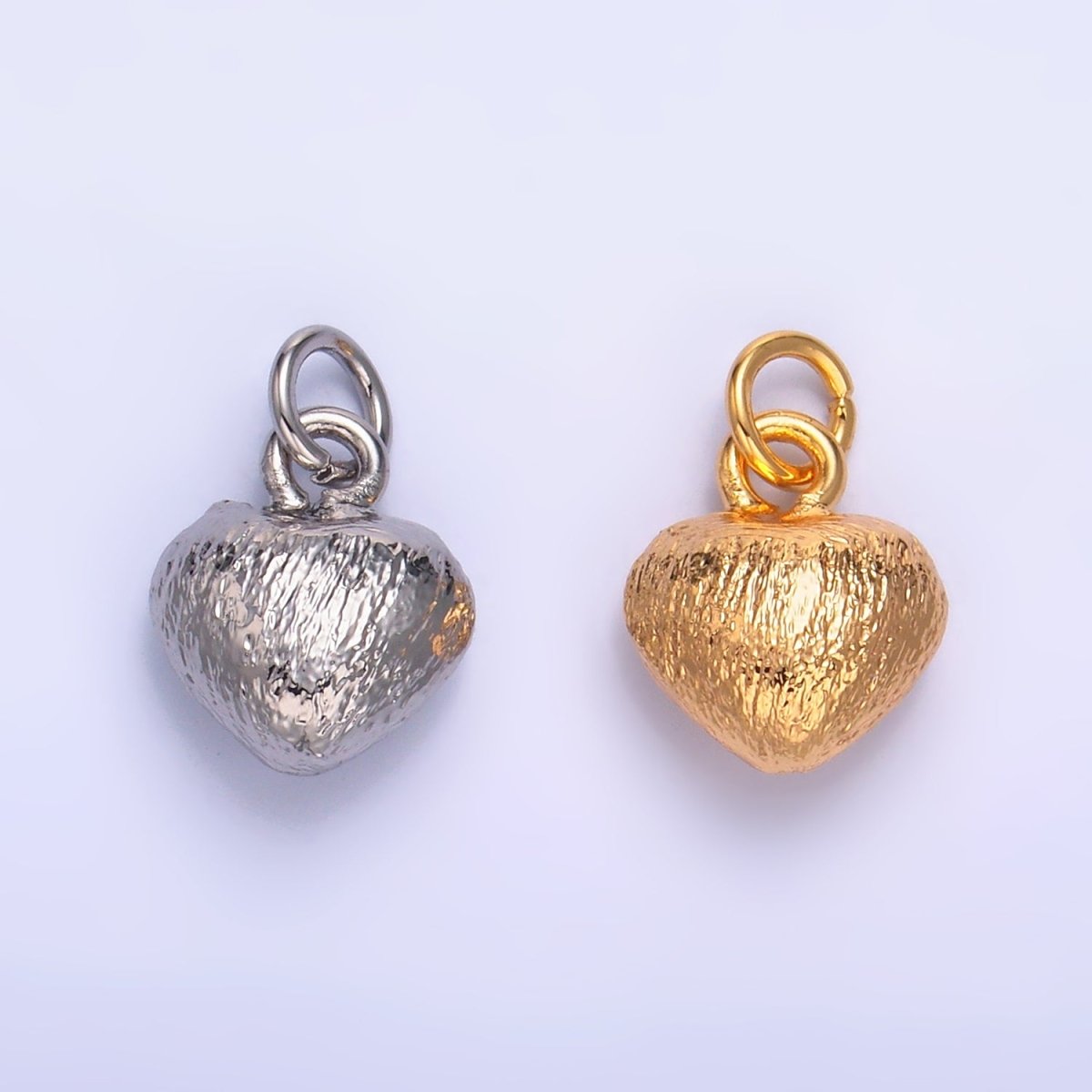 24K Gold Filled Hammered Heart Charm in Gold & Silver | W265 - DLUXCA