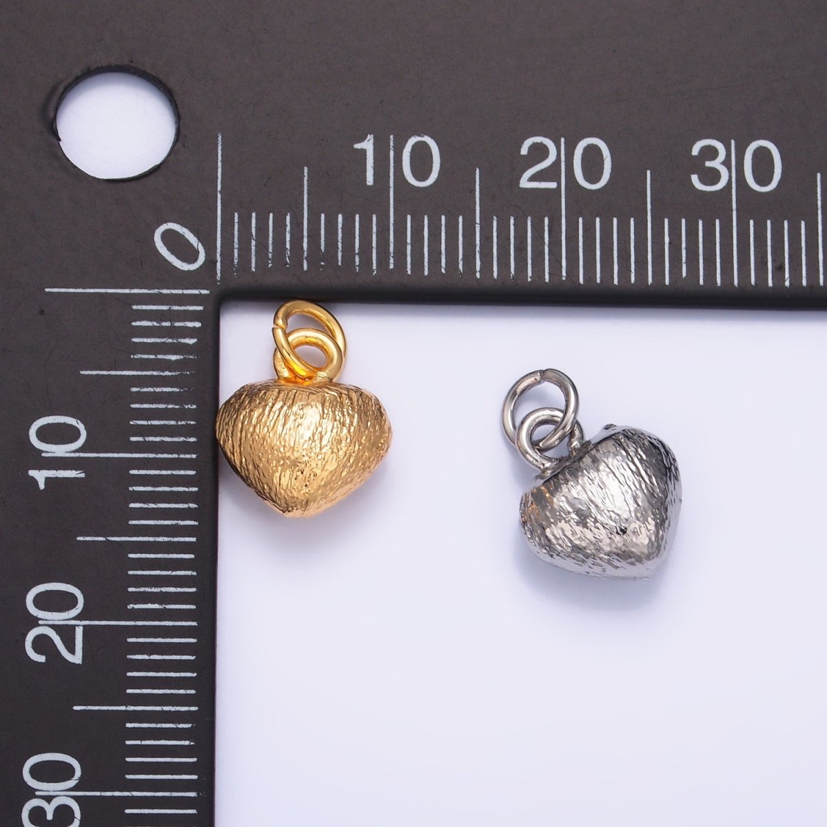 24K Gold Filled Hammered Heart Charm in Gold & Silver | W265 - DLUXCA