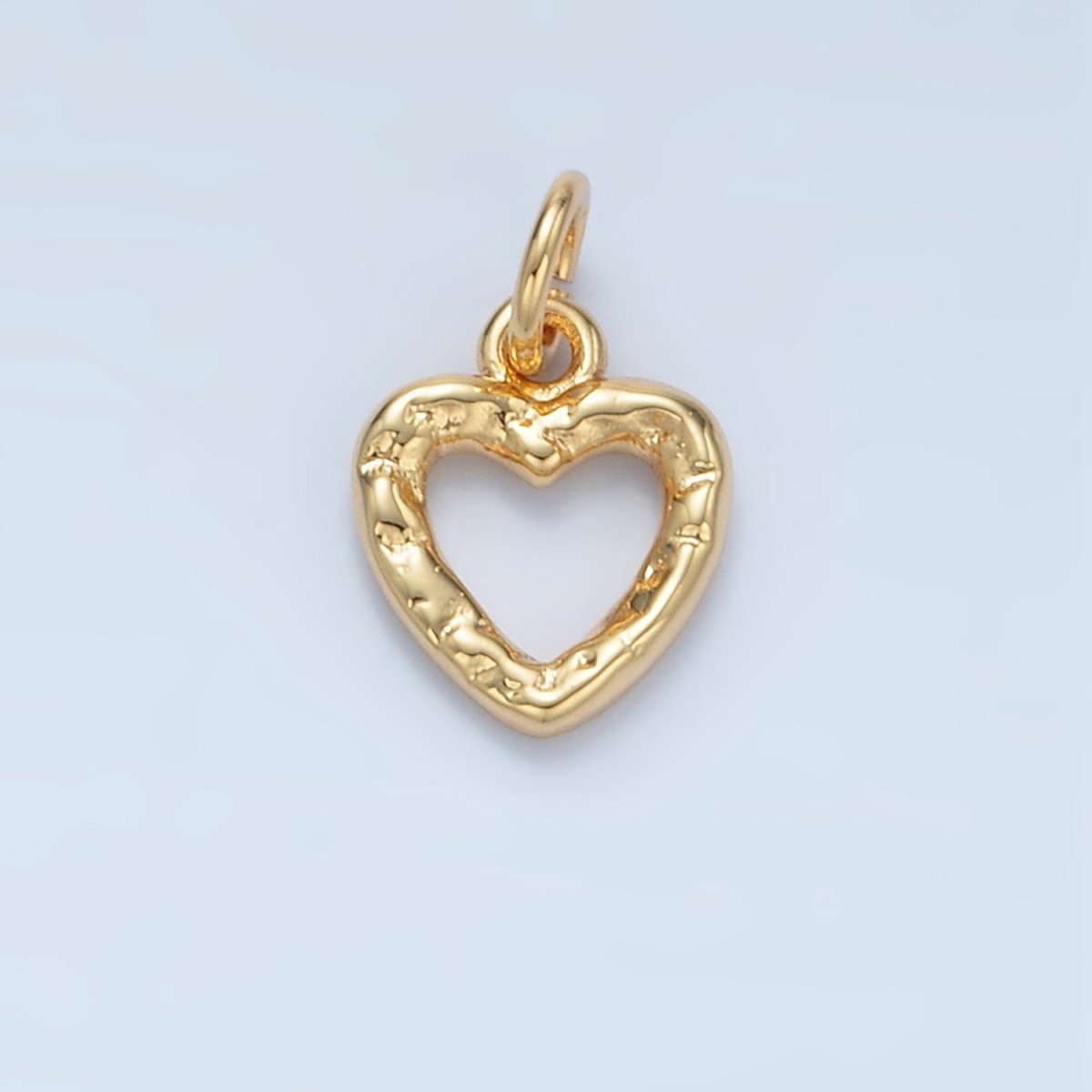 24K Gold Filled Hammered Heart Open Mini Charm in Gold & Silver | D743 - DLUXCA