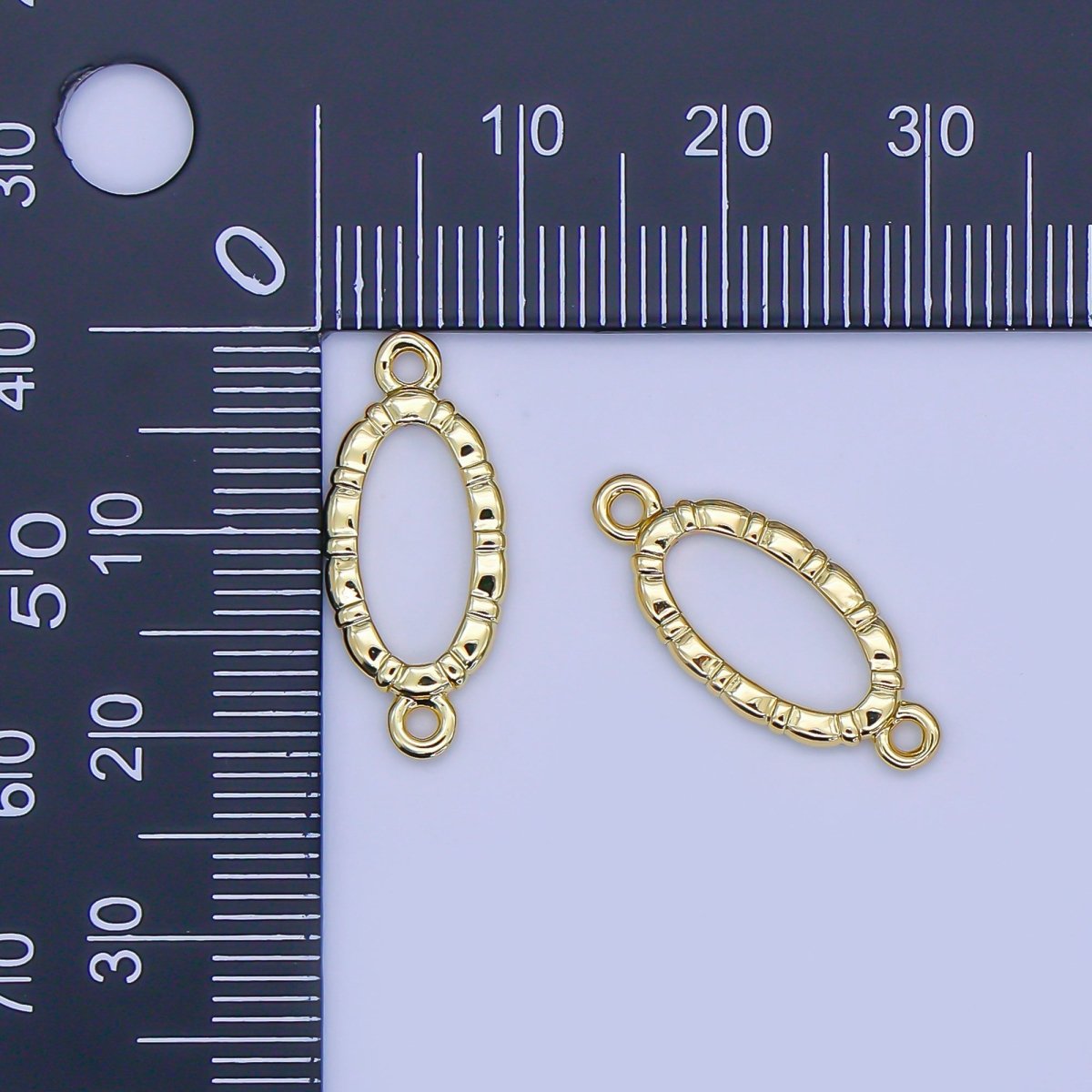 24K Gold Filled Hammered Oval Connector | Y - 015 - DLUXCA