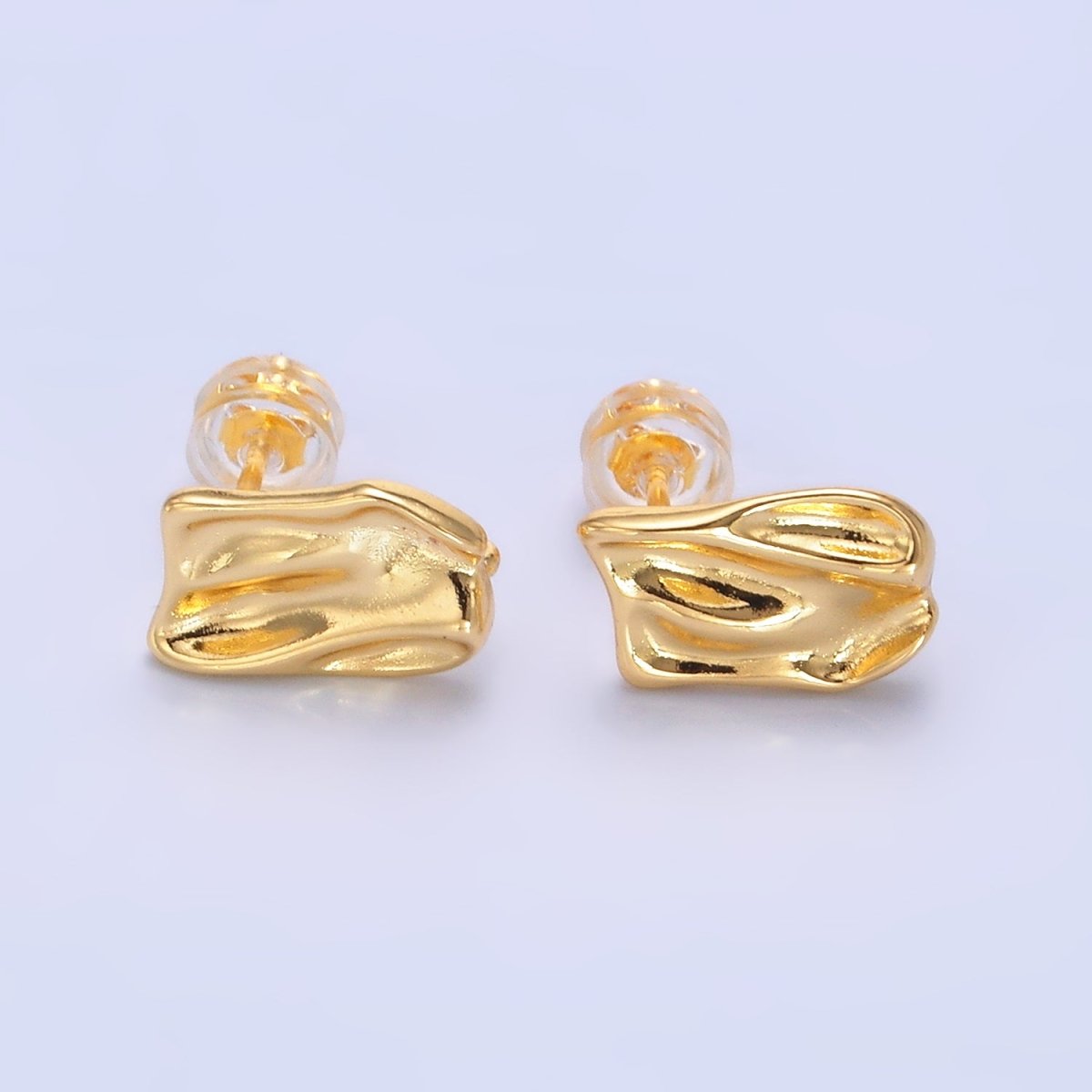 24K Gold Filled Hammered Rectangular Drop Stud Earring Findings | Z1090 - DLUXCA