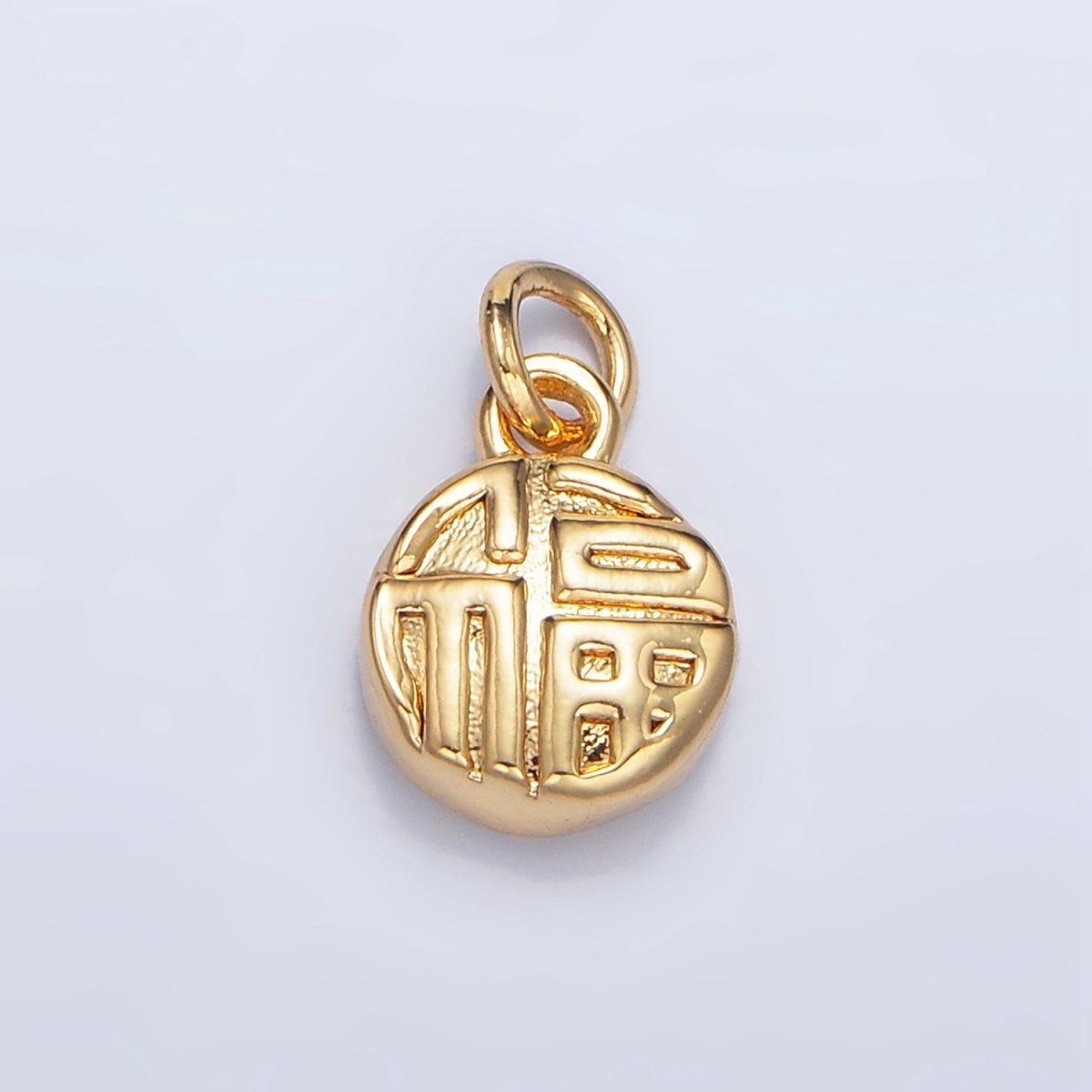 24K Gold Filled 福 "Happiness" Mandarin Character Script Round Charm in Gold & Silver | W014 - DLUXCA