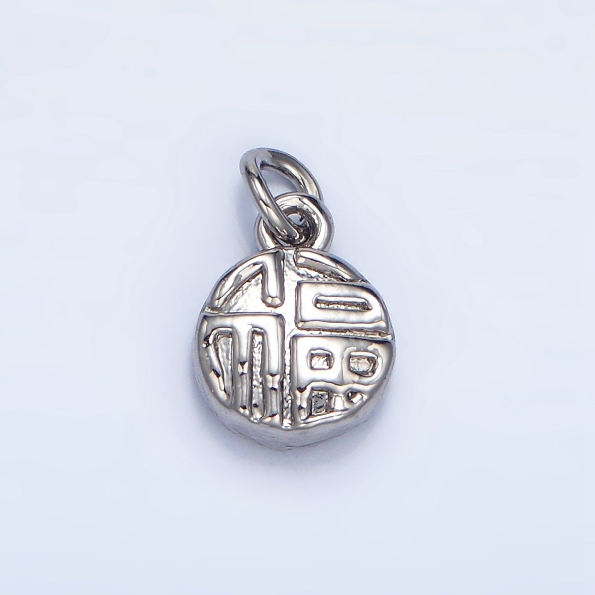 24K Gold Filled 福 "Happiness" Mandarin Character Script Round Charm in Gold & Silver | W014 - DLUXCA