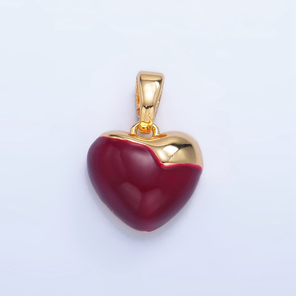 24K Gold Filled Heart Apple Red Enamel Pendant | AA1023 - DLUXCA