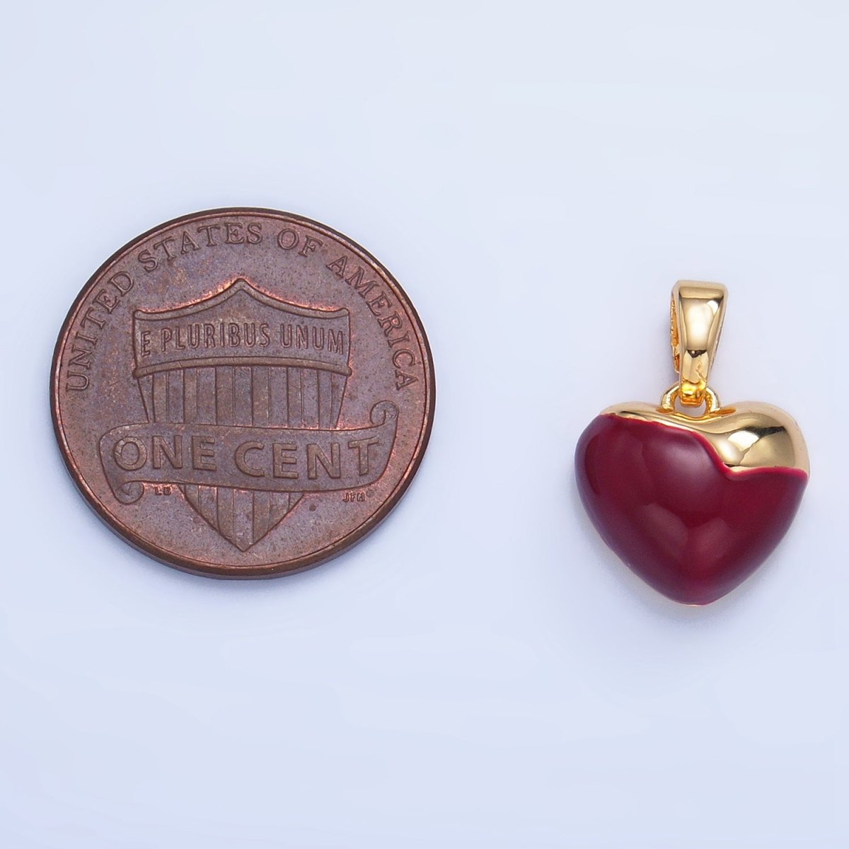 24K Gold Filled Heart Apple Red Enamel Pendant | AA1023 - DLUXCA