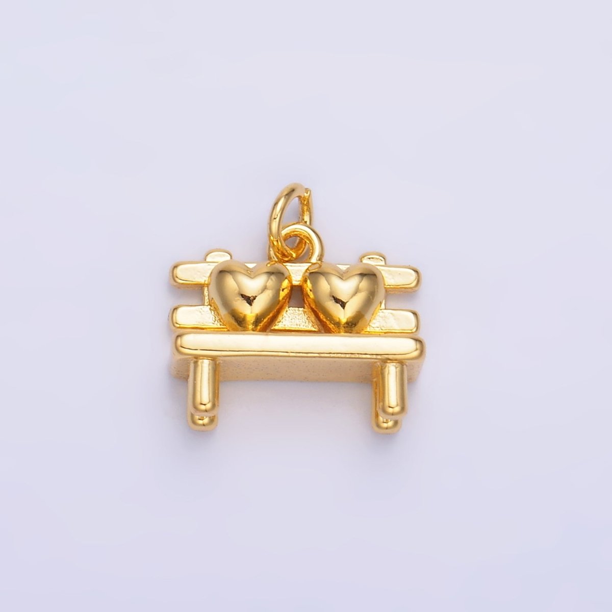 24K Gold Filled Heart Bench Seat 3D Multidimensional Charm in Gold & Silver | W313 - DLUXCA