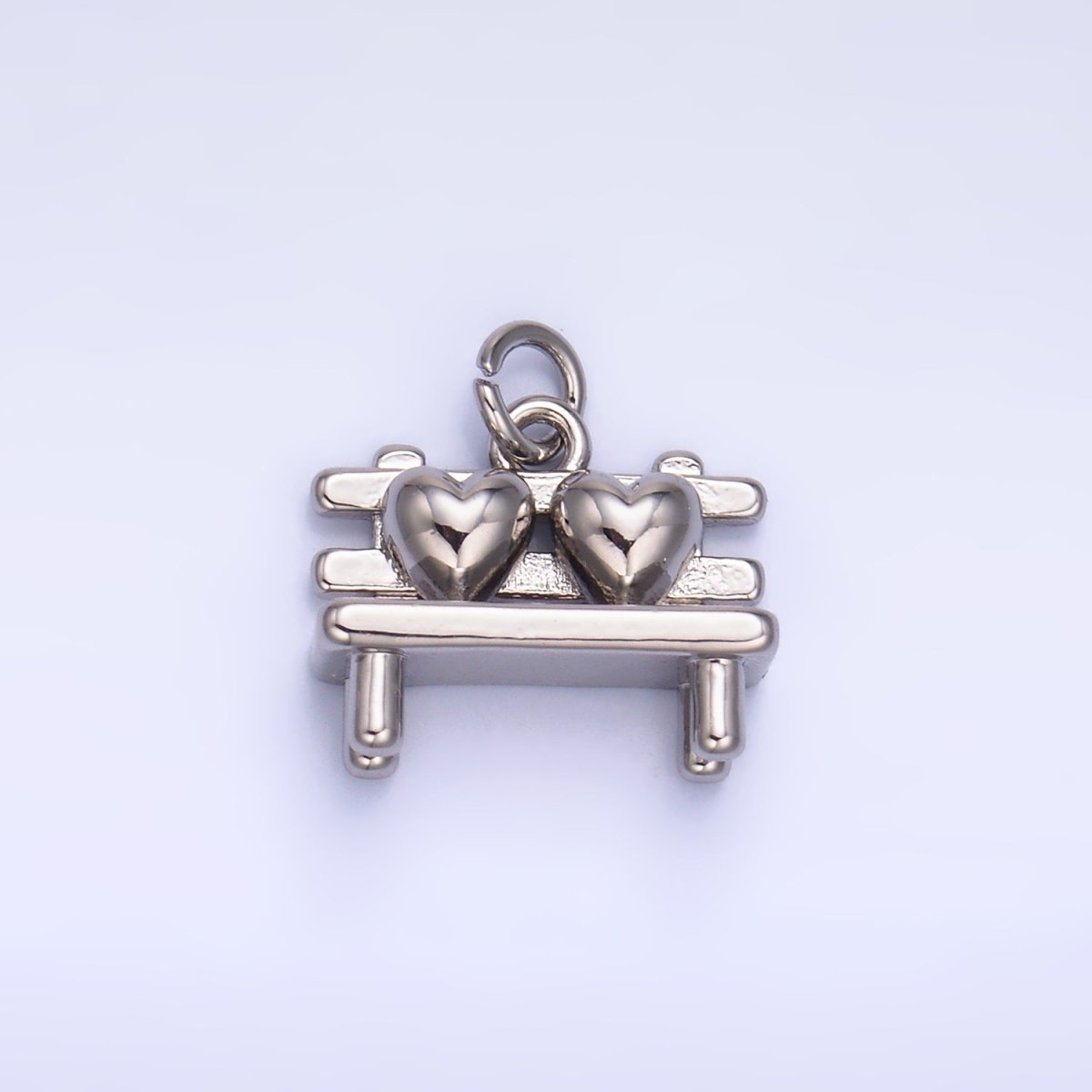 24K Gold Filled Heart Bench Seat 3D Multidimensional Charm in Gold & Silver | W313 - DLUXCA