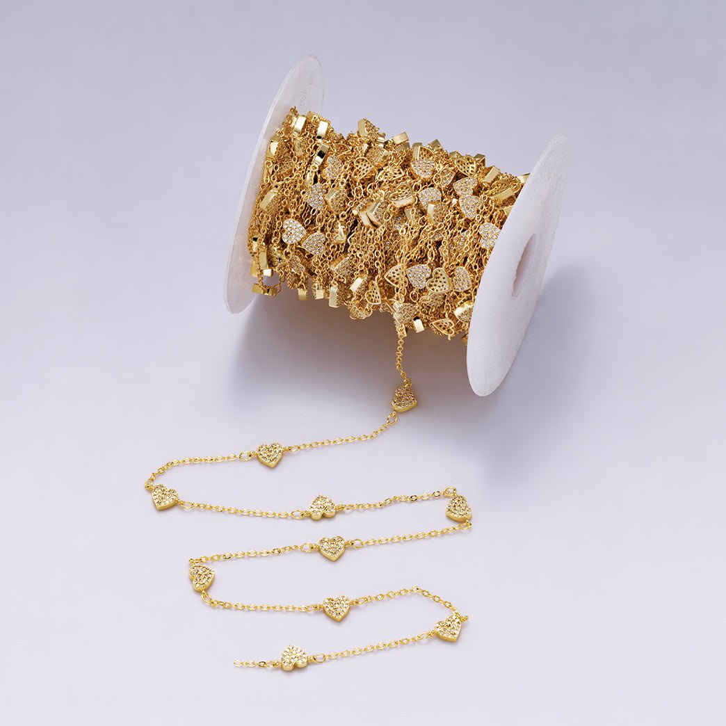 24K Gold Filled Heart Charm CABLE Roll Chain Sold by Yard For Jewelry Making, Necklace Bracelet Anklet Supply Component | ROLL - 420 Clearance Pricing - DLUXCA