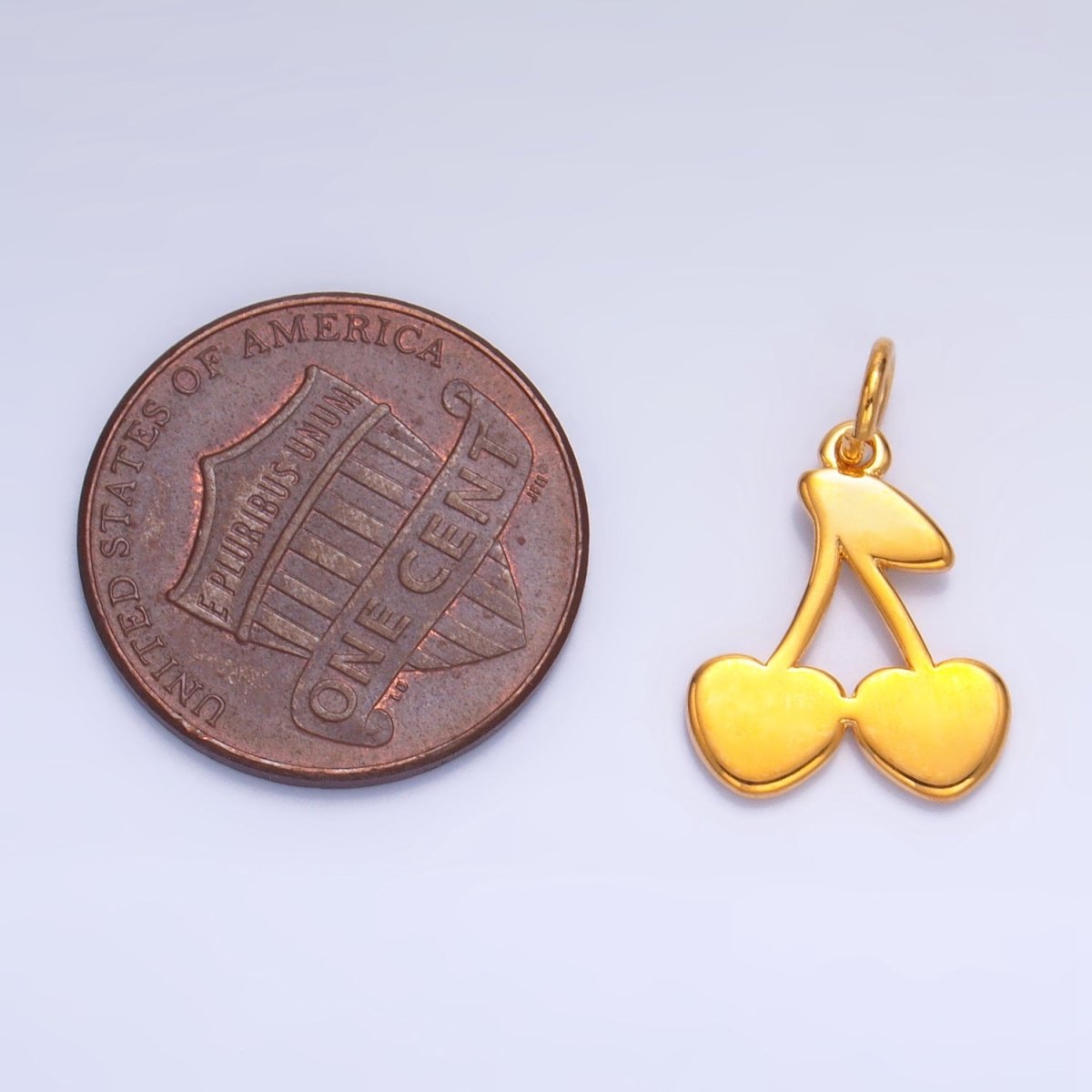 24K Gold Filled Heart Cherry Fruit Minimalist Charm | W065 - DLUXCA