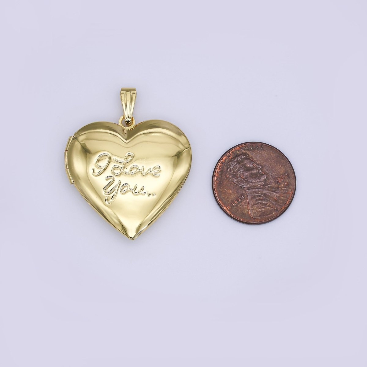 24K Gold Filled Heart Locket Pendant I love You Charm | AH486 - DLUXCA