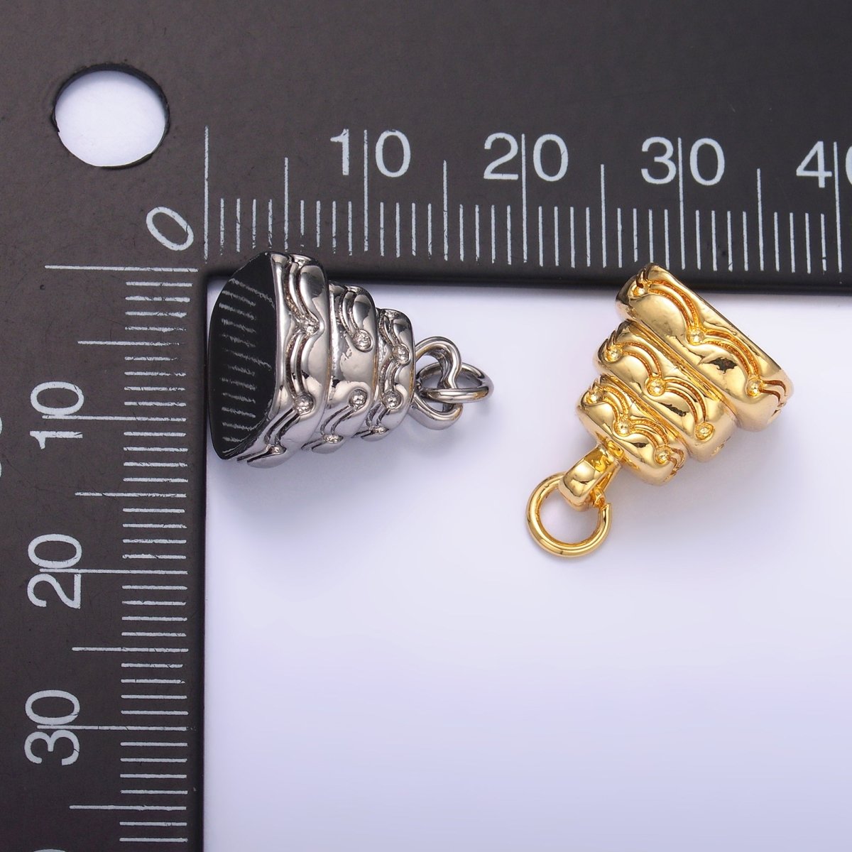 24K Gold Filled Heart Love Cake Multidimensional 3D Charm in Gold & Silver | D628 - DLUXCA