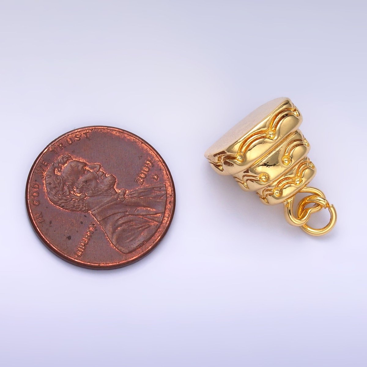 24K Gold Filled Heart Love Cake Multidimensional 3D Charm in Gold & Silver | D628 - DLUXCA
