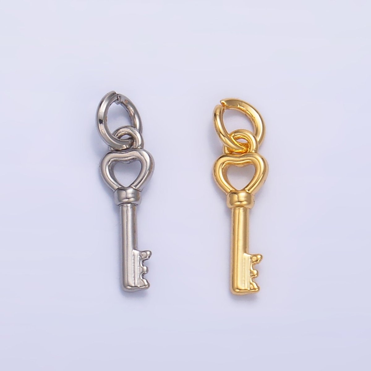 24K Gold Filled Heart Love Key Charm in Gold & Silver | W208 - DLUXCA