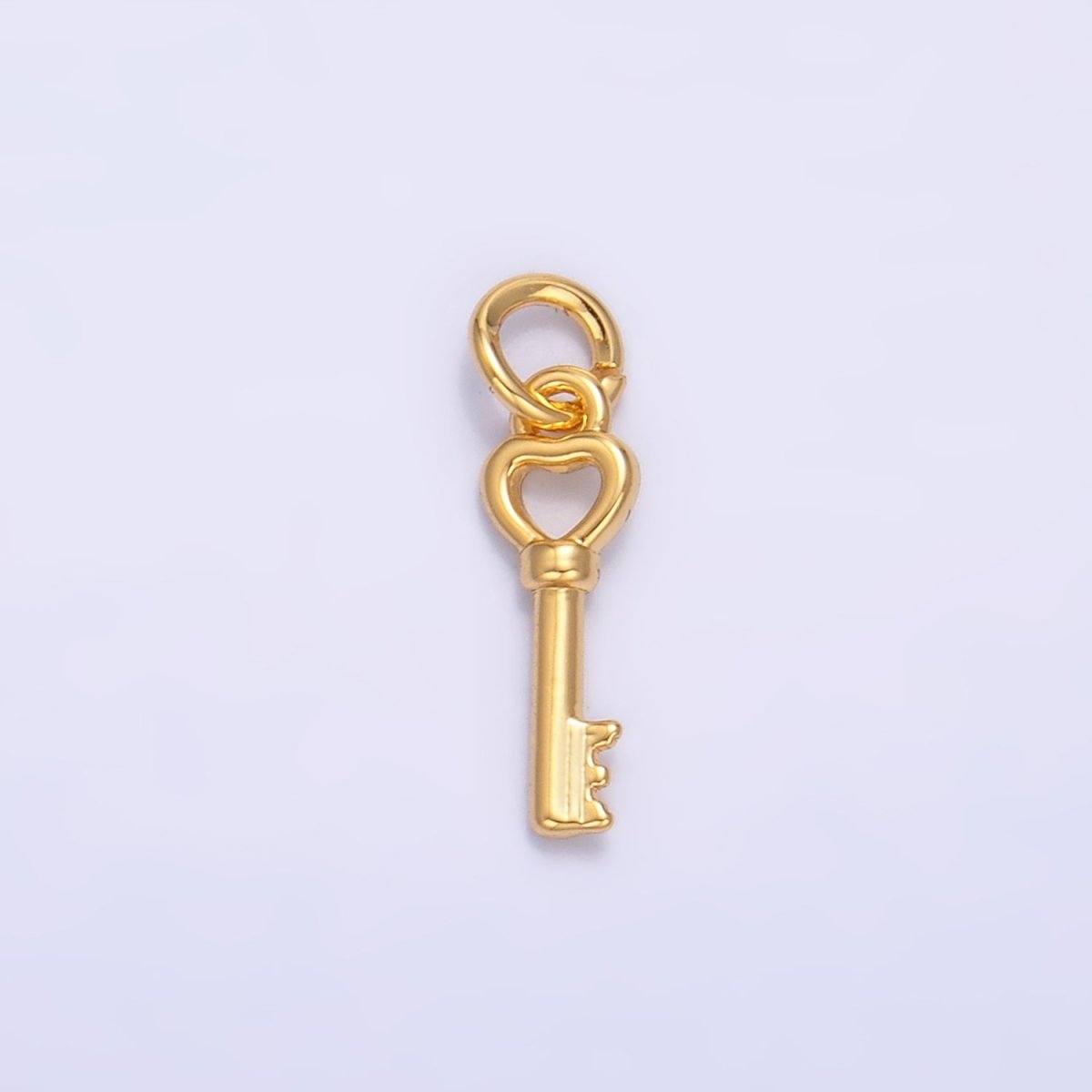 24K Gold Filled Heart Love Key Charm in Gold & Silver | W208 - DLUXCA