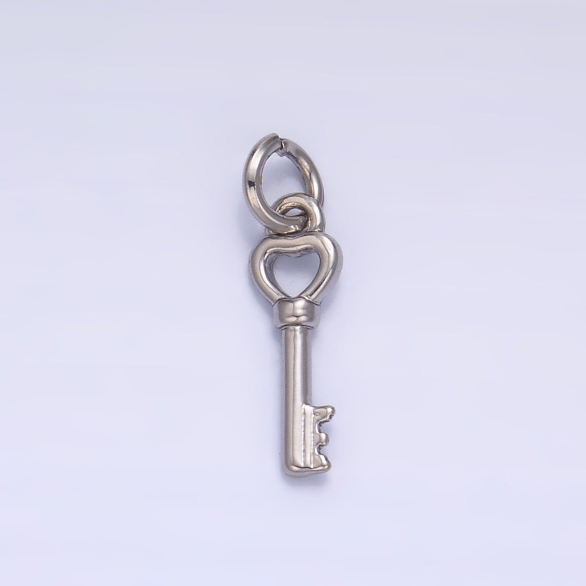 24K Gold Filled Heart Love Key Charm in Gold & Silver | W208 - DLUXCA