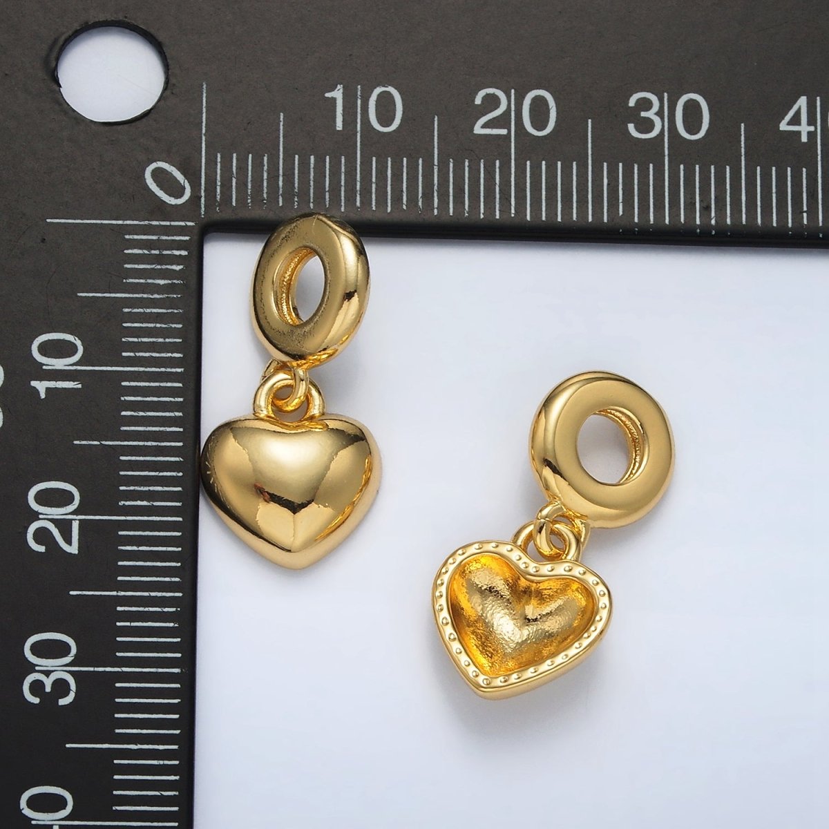 24K Gold Filled Heart Minimalist Dome Rhondelle Bail Drop Pendant | AC098 - DLUXCA